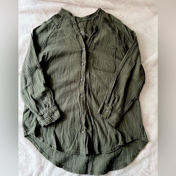 NWOT Aerie Pool to Party Gauzy Swim Coverup Cotton Olive Green Size S - Picture 6 of 13